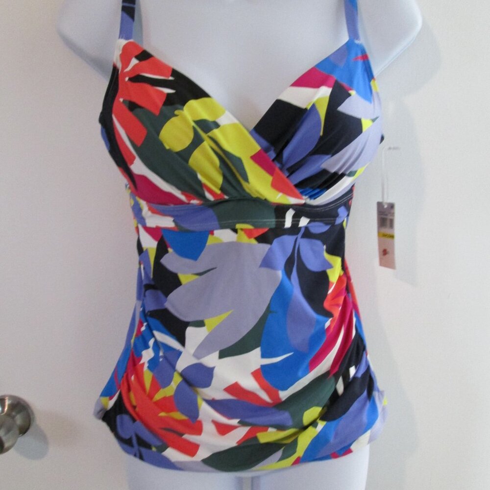 Anne Cole Tankini Swim Top Tropical Print Mocean Collection 34C/36B - Picture 6 of 11